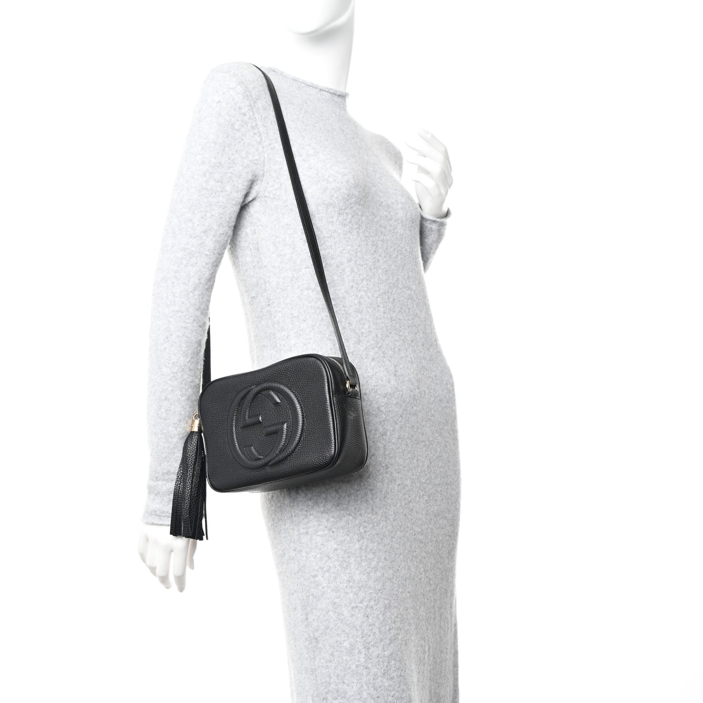 Pebbled Calfskin Small Soho Disco Bag Black