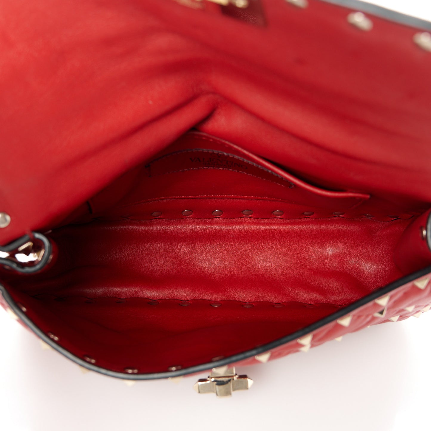 Nappa Small Rockstud Spike Shoulder Bag Rosso Valentino