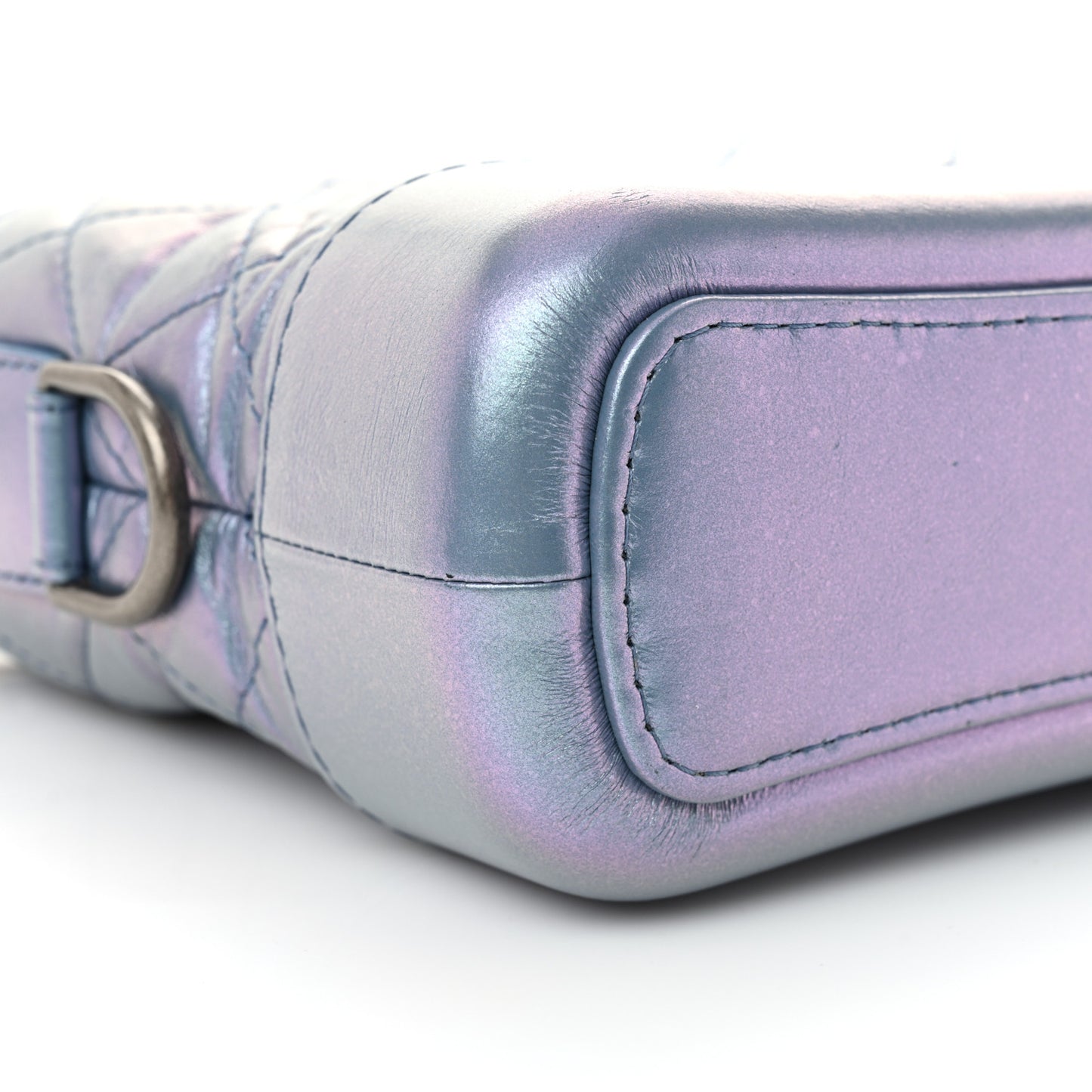 Iridescent Lambskin Calfskin Quilted Small Gabrielle Hobo Blue