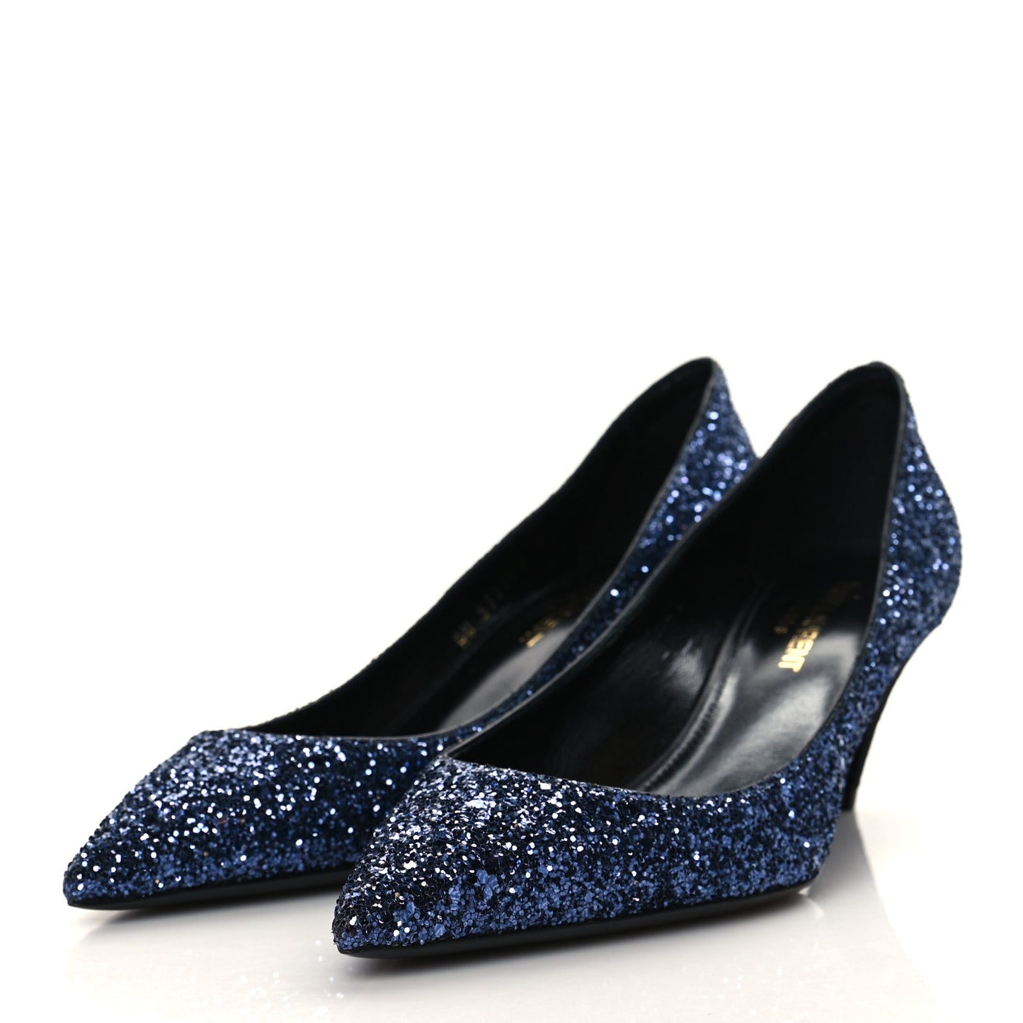 Charlotte Glitter Point-toe Kitten-Heel Pumps 37 Blue