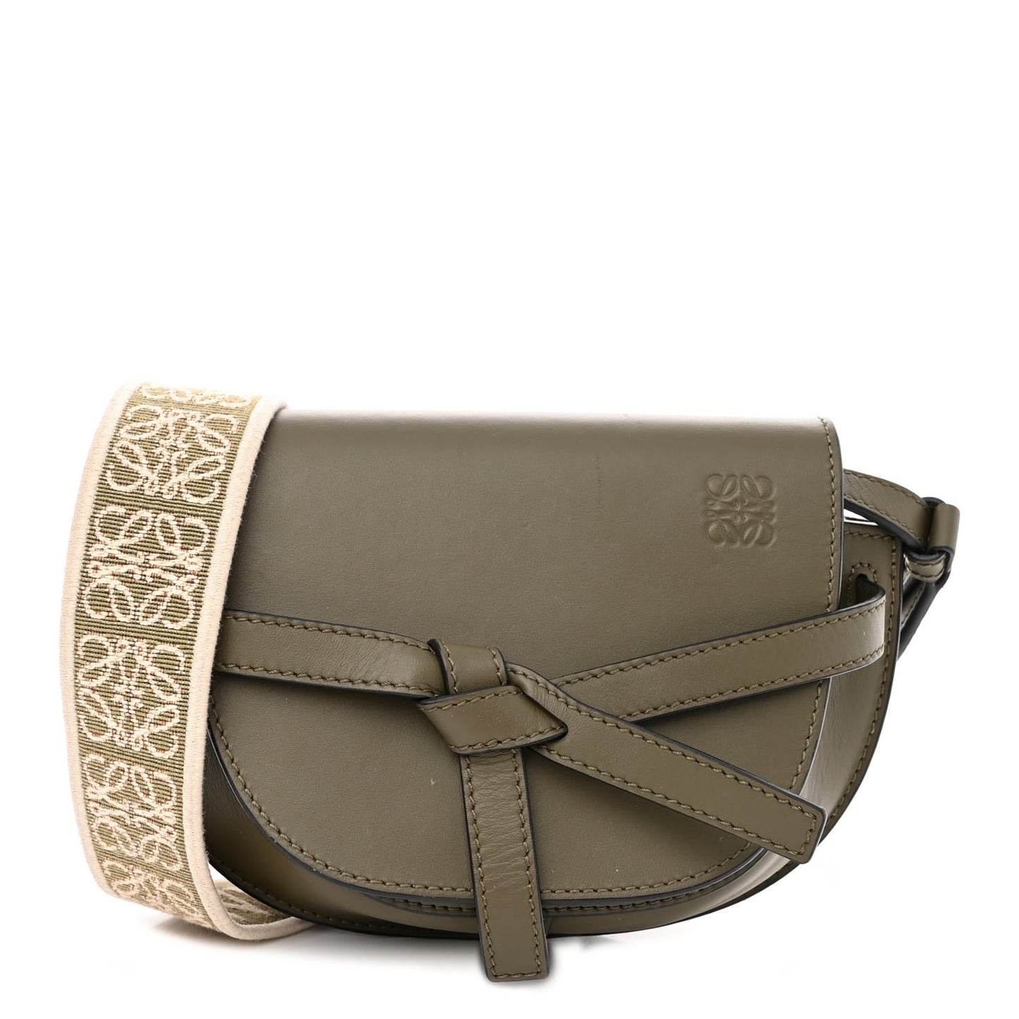 Calfskin Jacquard Mini Gate Dual Bag Autumn Green
