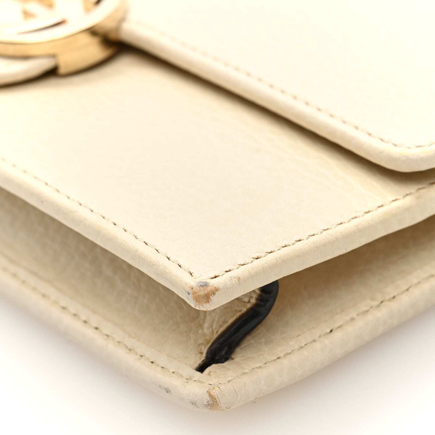 Dollar Calfskin Interlocking G Chain Wallet Ivoire
