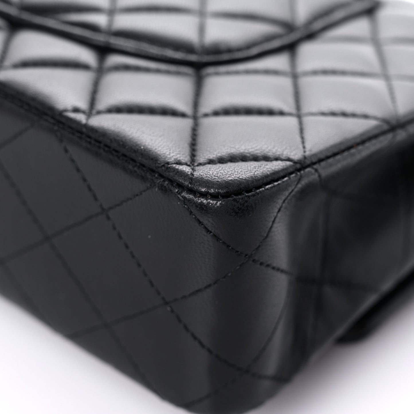Lambskin Quilted Medium Double Flap Black