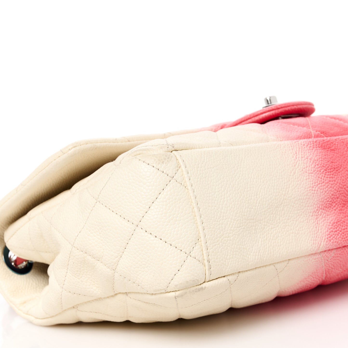 Caviar Quilted Ombre Jumbo Single Flap White Rose Pink