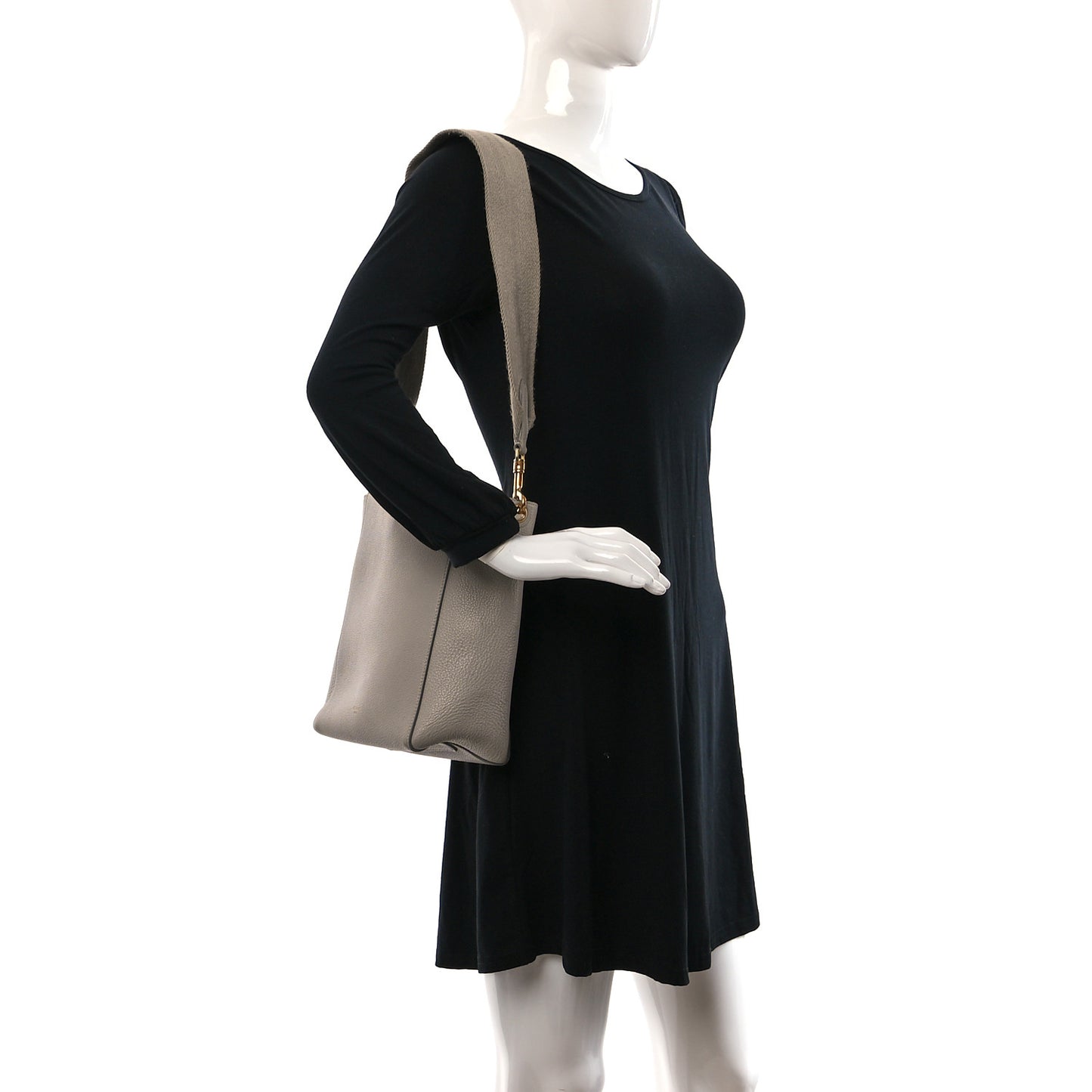 Soft Grained Calfskin Small Sangle Bucket Bag Light Taupe