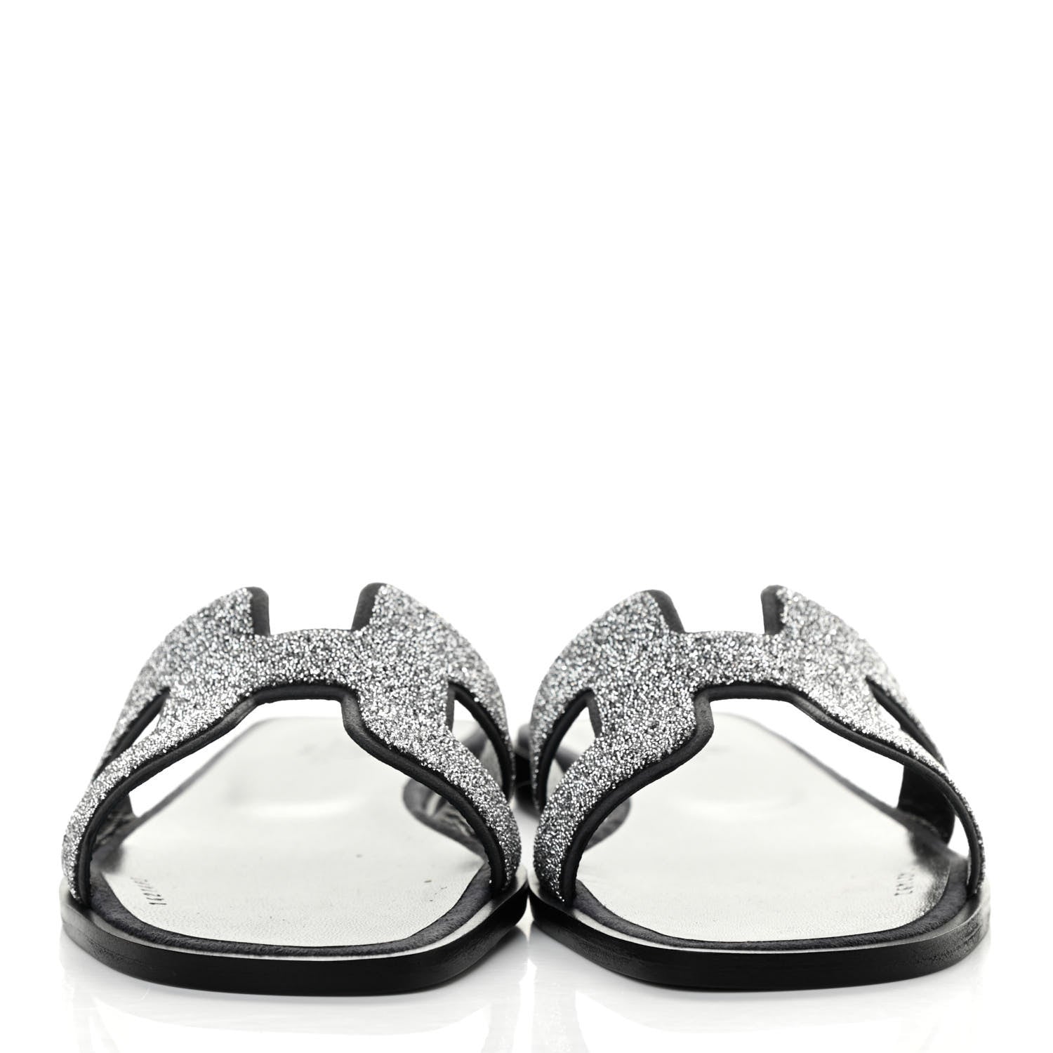 Hermes Suede Goatskin Crystal Powder Oran Sandals 36.5 Black 2 of 8