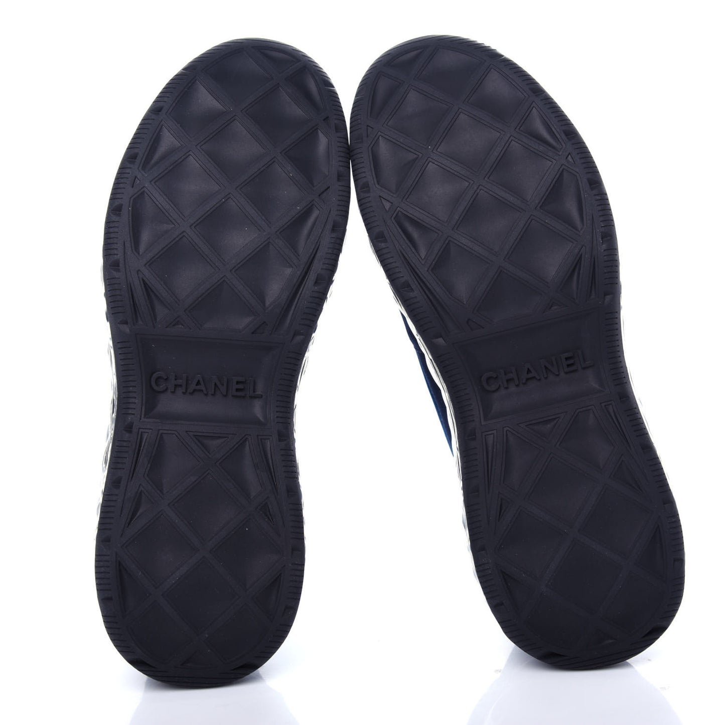 Suede Calfskin Velvet Grosgrain CC Sneakers 36.5 Navy Blue Black