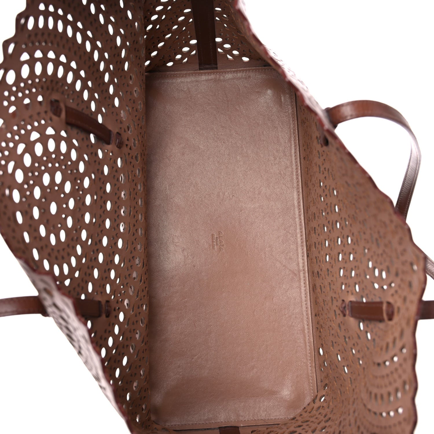 Alaia Calfskin Laser Cut Mina 32 Bag Brown 5 of 20