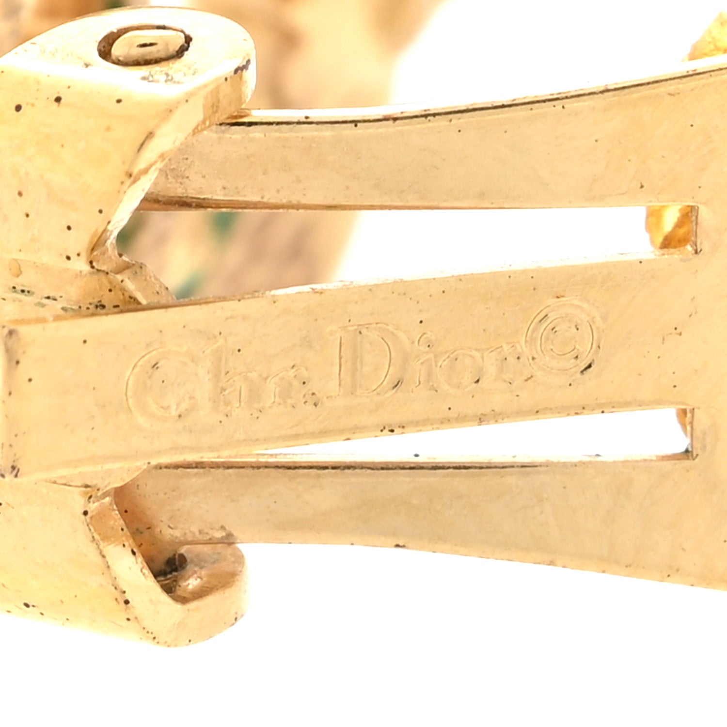 Christian Dior Crystal Clip On Earrings Gold 4 of 4