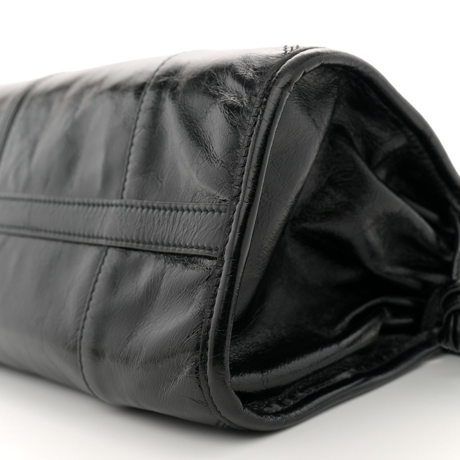Prada Glossy Calfskin Triangle Medium Bonnie Shoulder Bag Black 10 of 11
