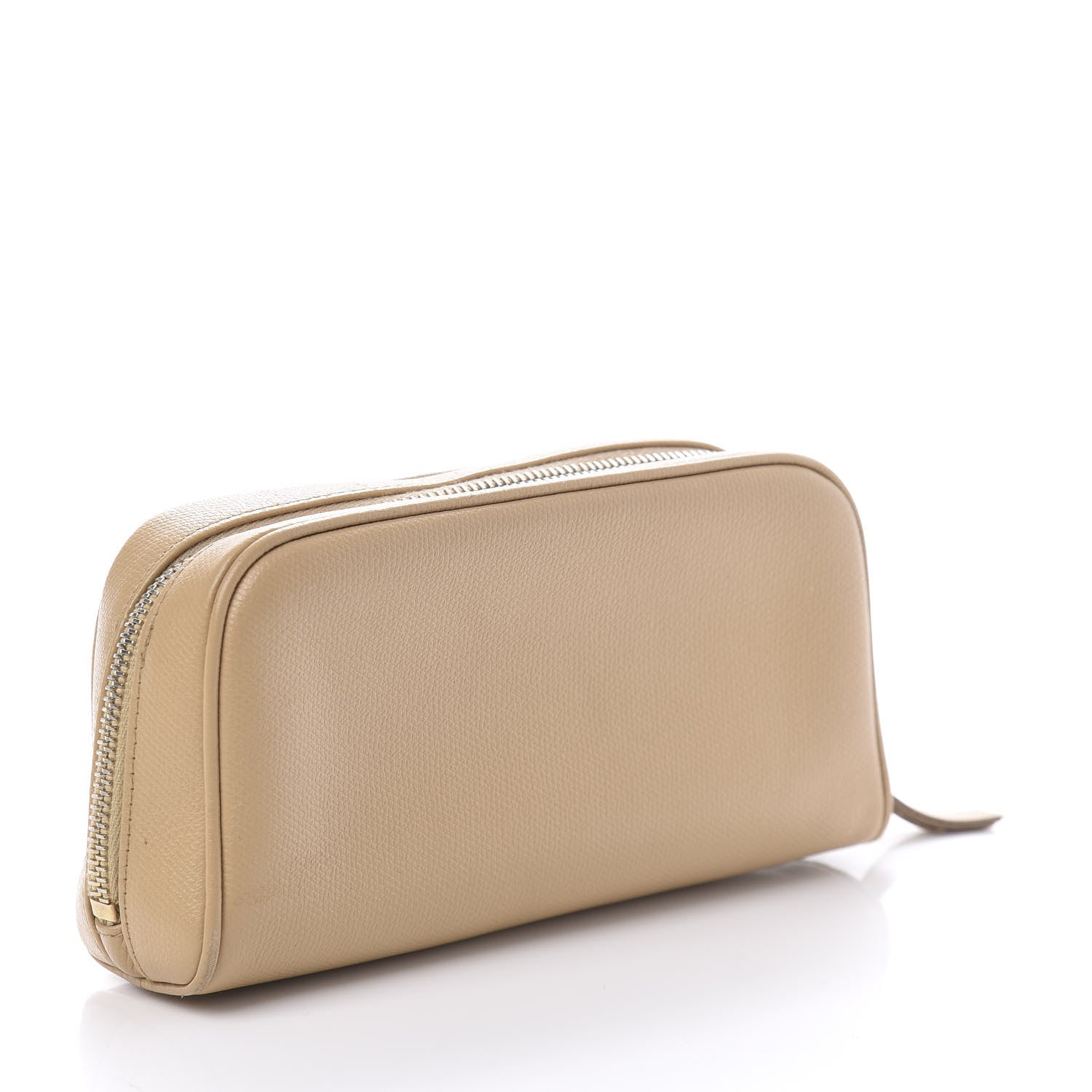 Chanel Grained Calfskin CC Button Medium Pouch Cosmetic Case Beige 3 of 11