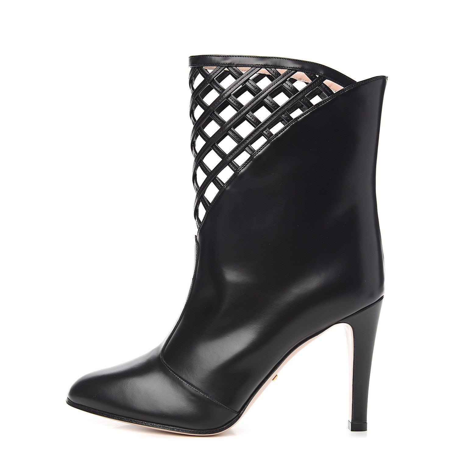 Gucci Plume Calfskin Damir Lattice Cutout Boots 39 Black 1 of 10