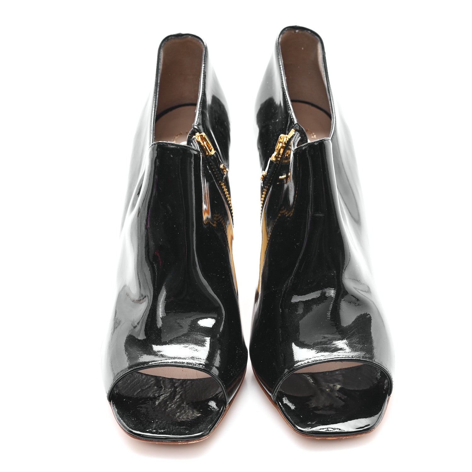 Chanel Patent Calfskin Peep Toe Short Ankle Boots 41 Black Gold 3 of 9