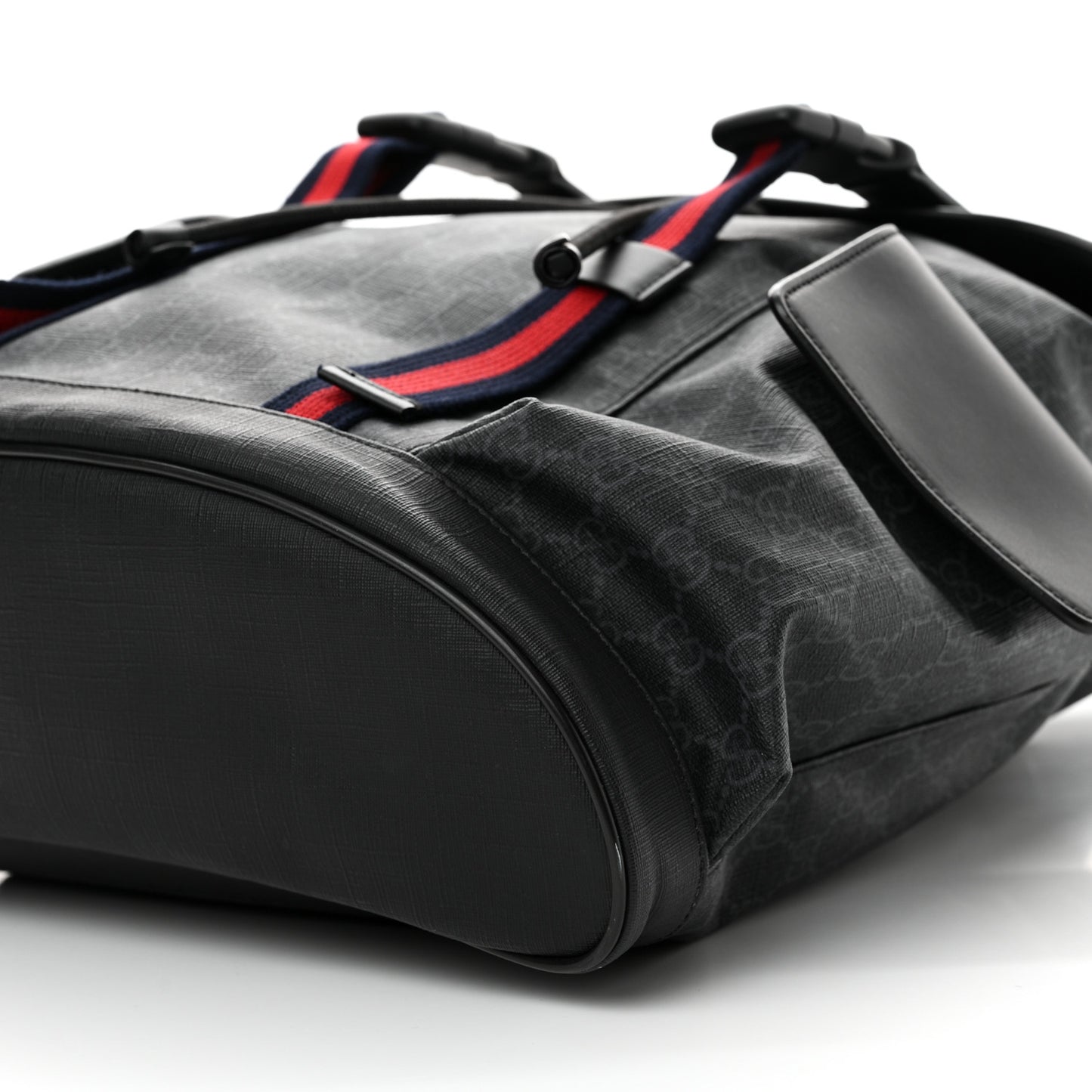 Soft GG Supreme Monogram Calfskin Web Double Buckle Backpack Black