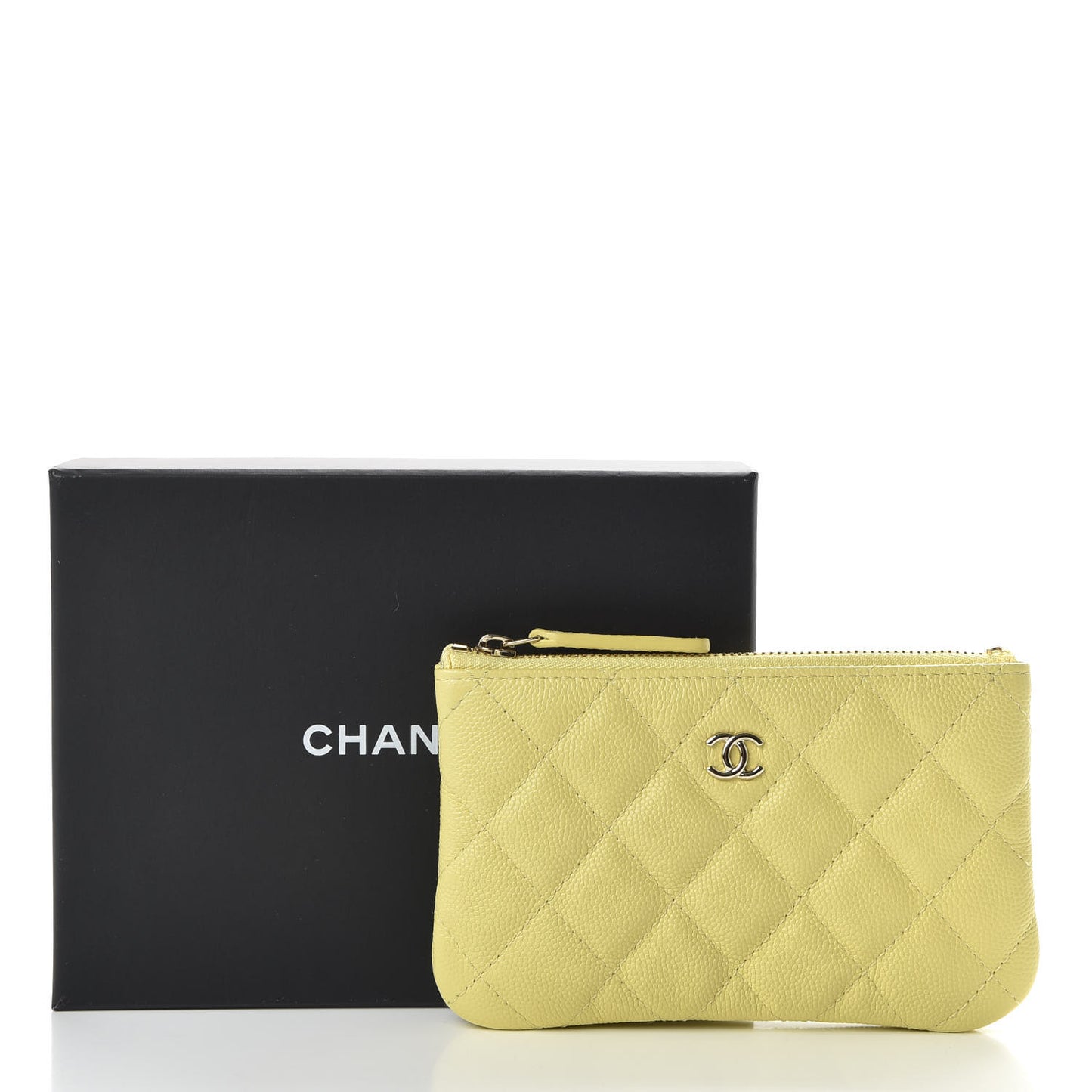Caviar Quilted Small Pouch Light Yellow