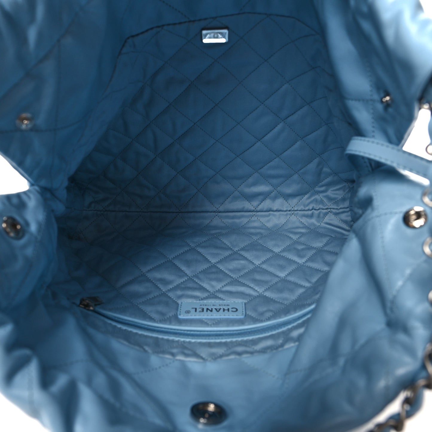 Shiny Calfskin Quilted Small Chanel 22 Light Blue