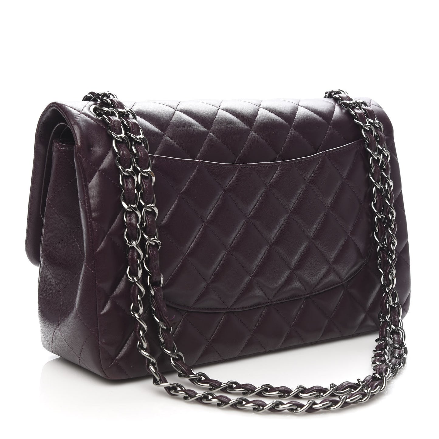 Lambskin Quilted Jumbo Double Flap Purple