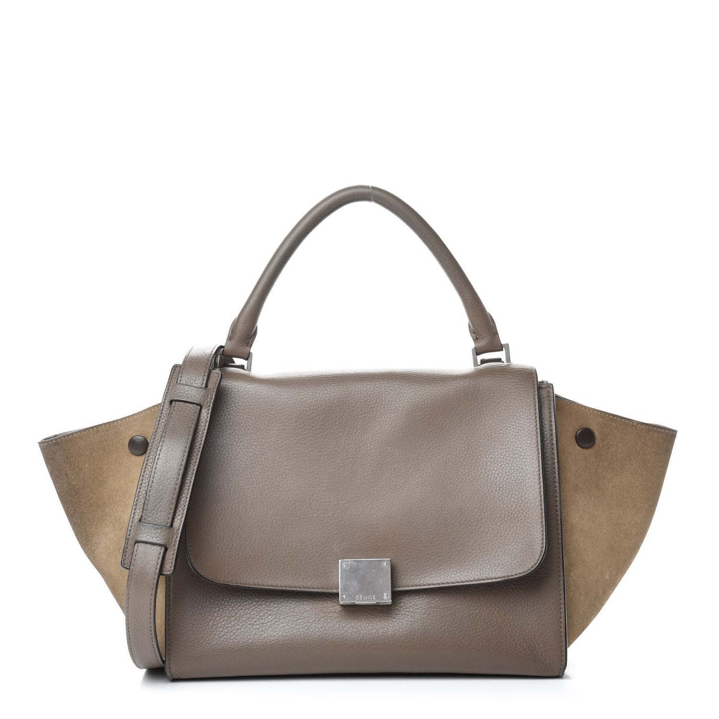 Drummed Calfskin Suede Small Trapeze Taupe