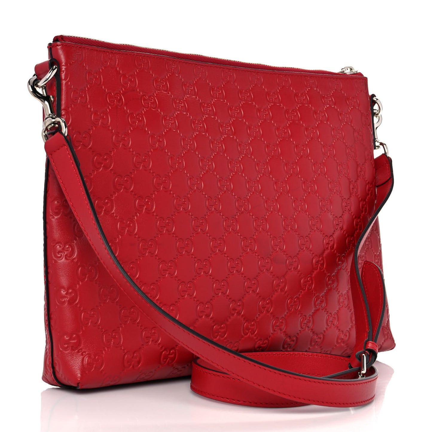 Guccissima Medium Flat Messenger Bag Red