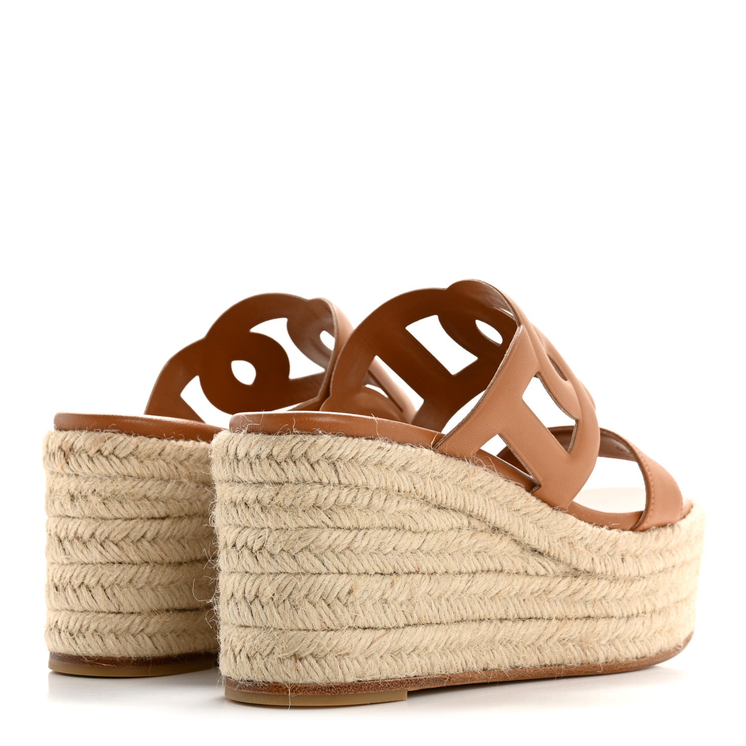 Hermes Nappa Ithea Espadrille Wedge Sandals 35 Naturel 5 of 10