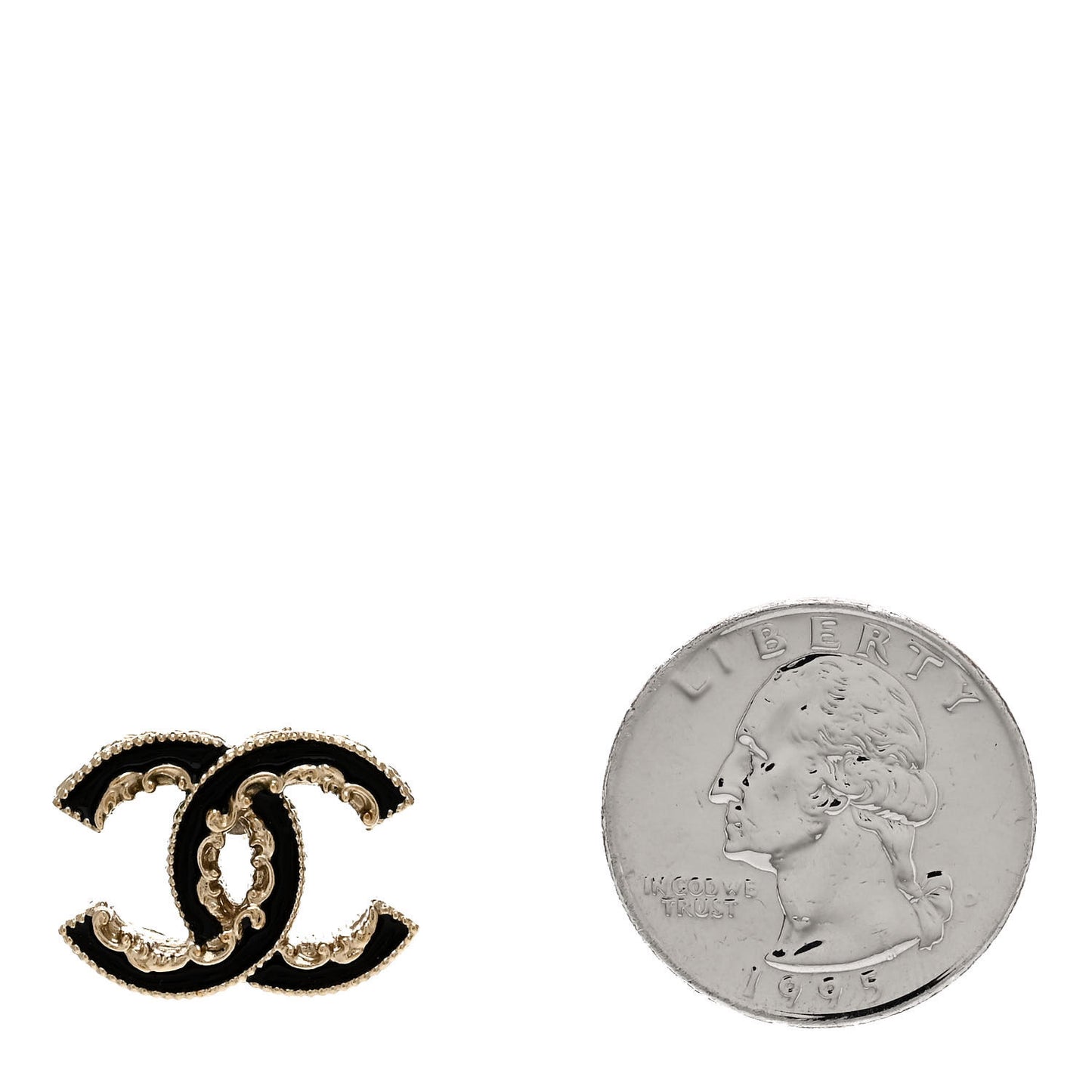 Enamel CC Baroque Earring Black Gold