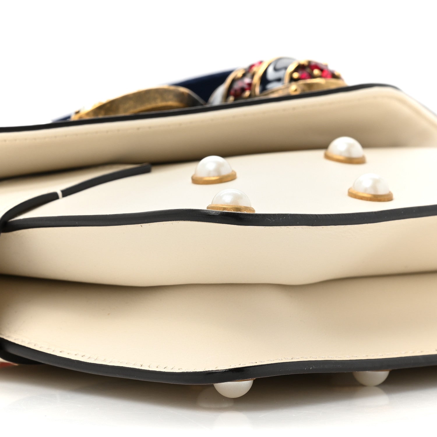 Gucci Nappa Pearl Studded Mini Queen Margaret Broadway Shoulder Bag Mystic White 10 of 12