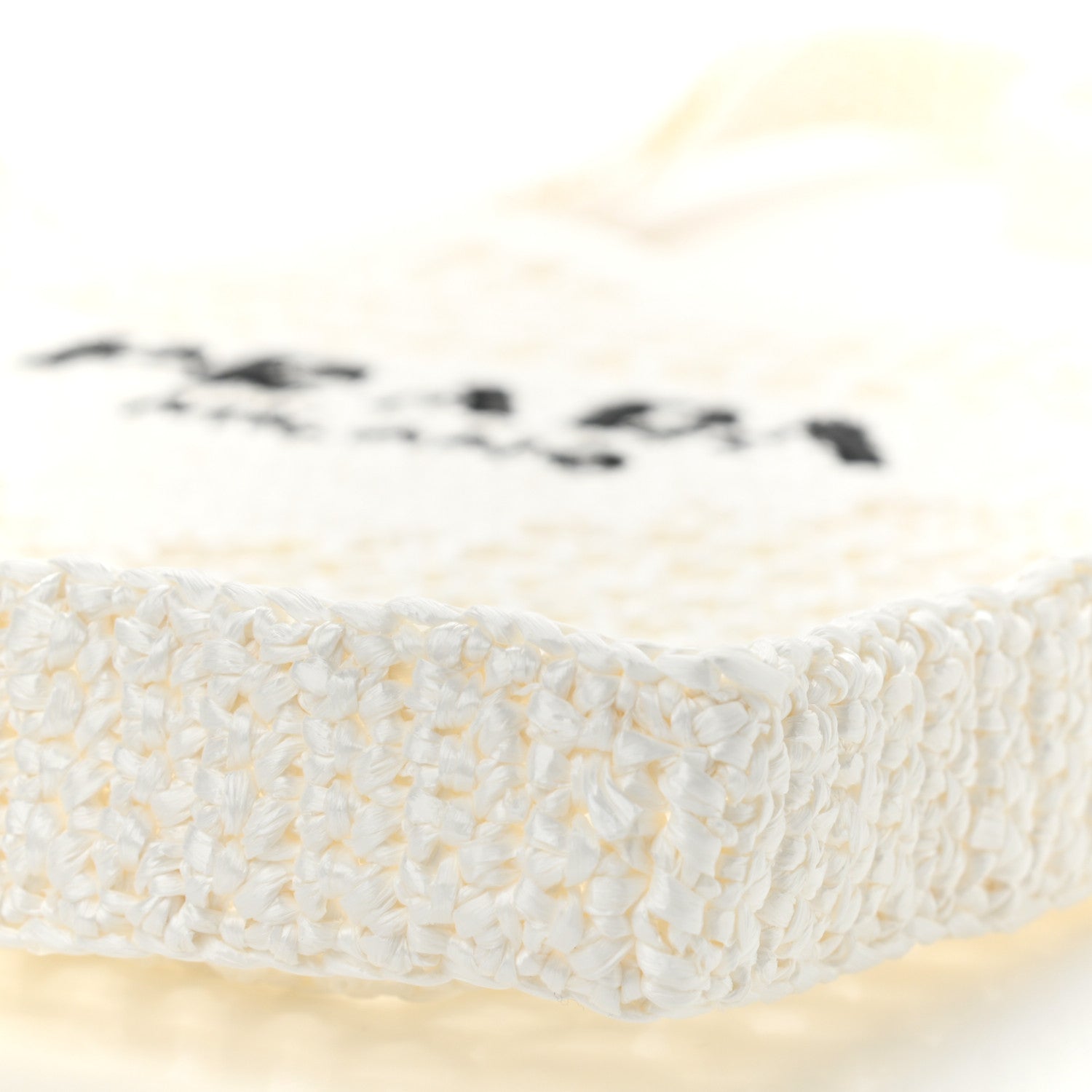 Prada Yarn Raffia Effect Crochet Logo Embroidered Tote Bag White 8 of 8