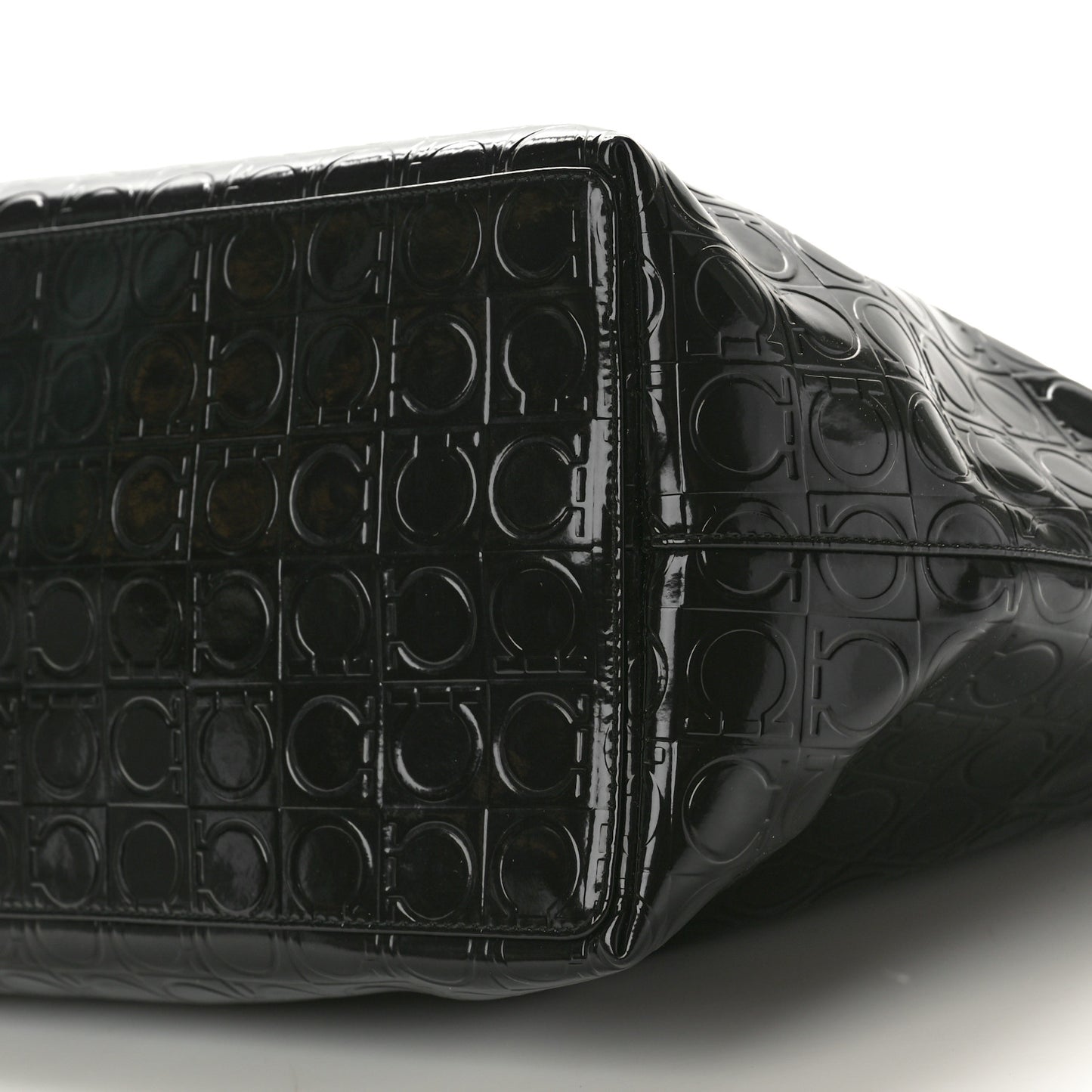 Patent Gancini Embossed Tote Black