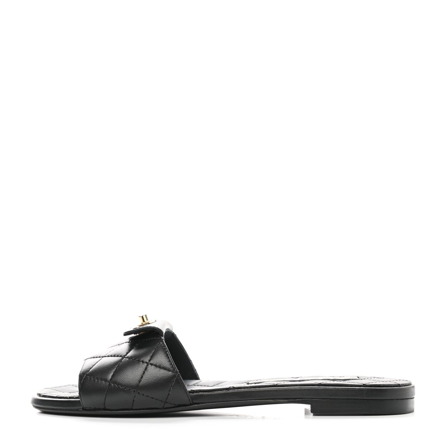Lambskin Quilted CC Turnlock Sandals 36 Black