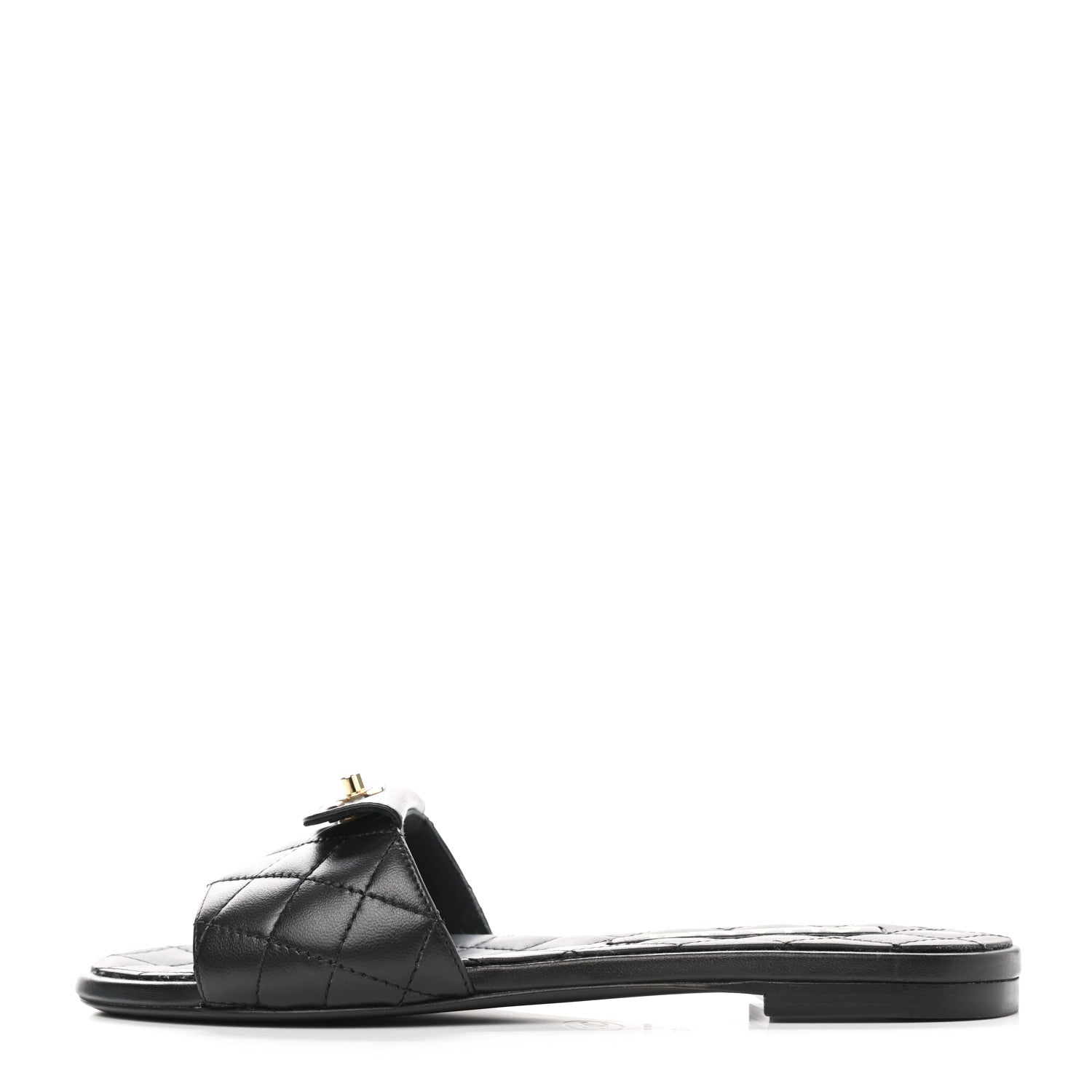 Chanel Lambskin Quilted CC Turnlock Sandals 36 Black 1 of 8