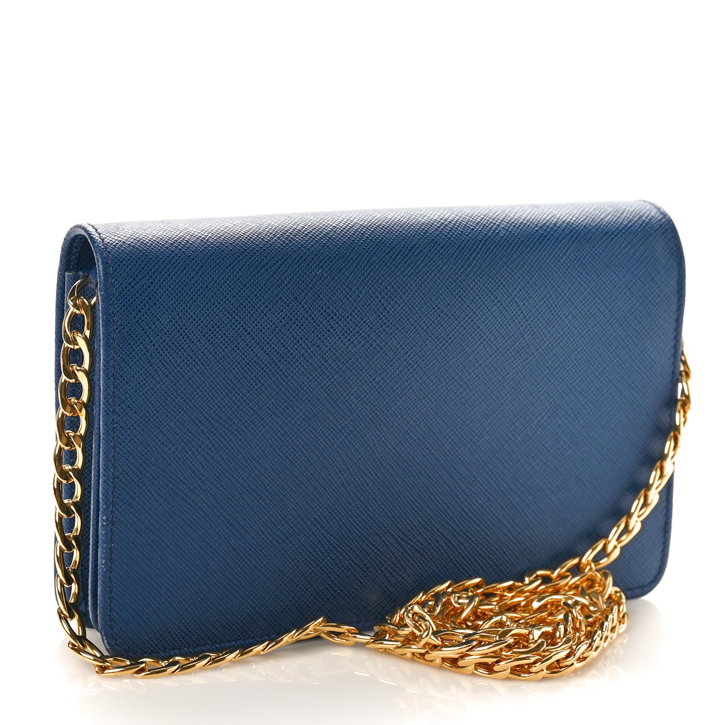 Saffiano Lux Chain Wallet Bluette