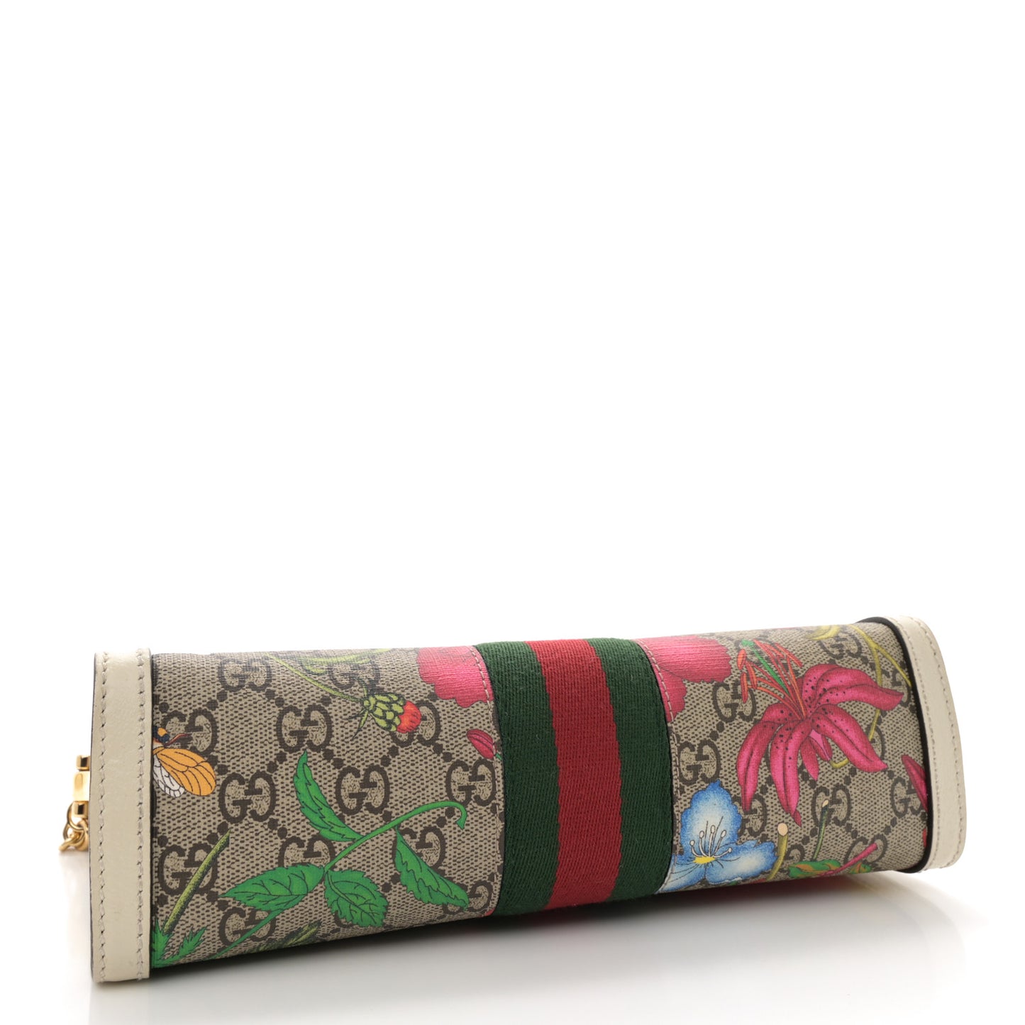 GG Supreme Monogram Flora Web Small Ophidia Chain Shoulder Bag White