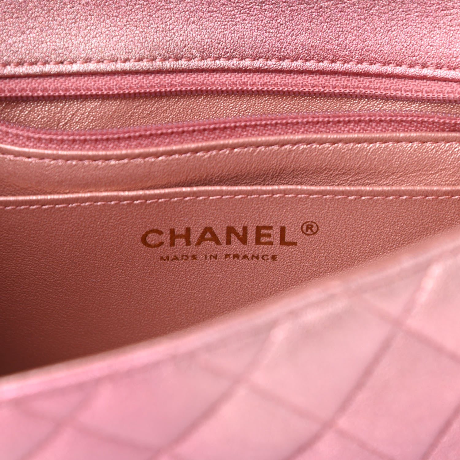 Chanel Metallic Lambskin Quilted Ombre Mini Square Flap Pink 6 of 11