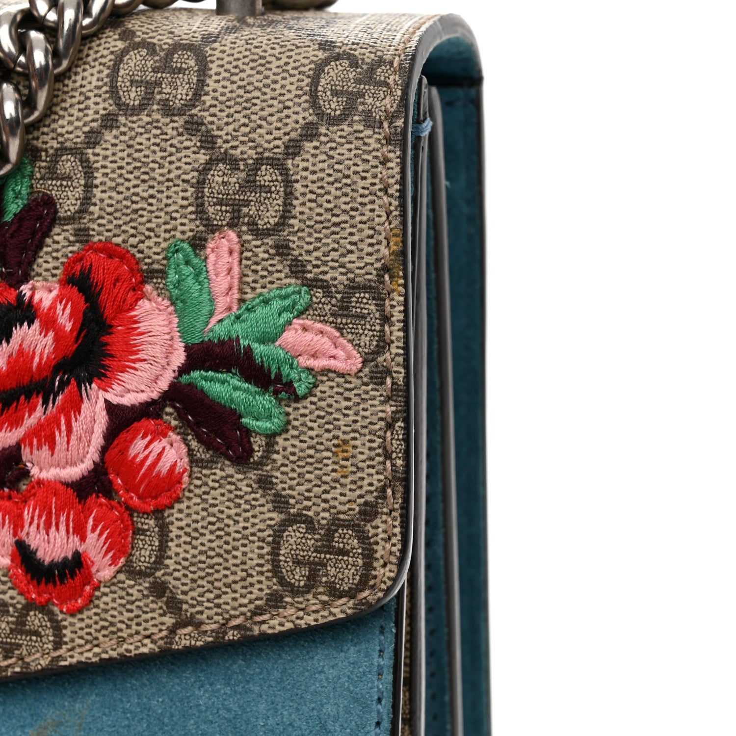 Gucci GG Supreme Monogram Angry Cat Embroidered Medium Dionysus Shoulder Bag Beige Ultramarine 17 of 19
