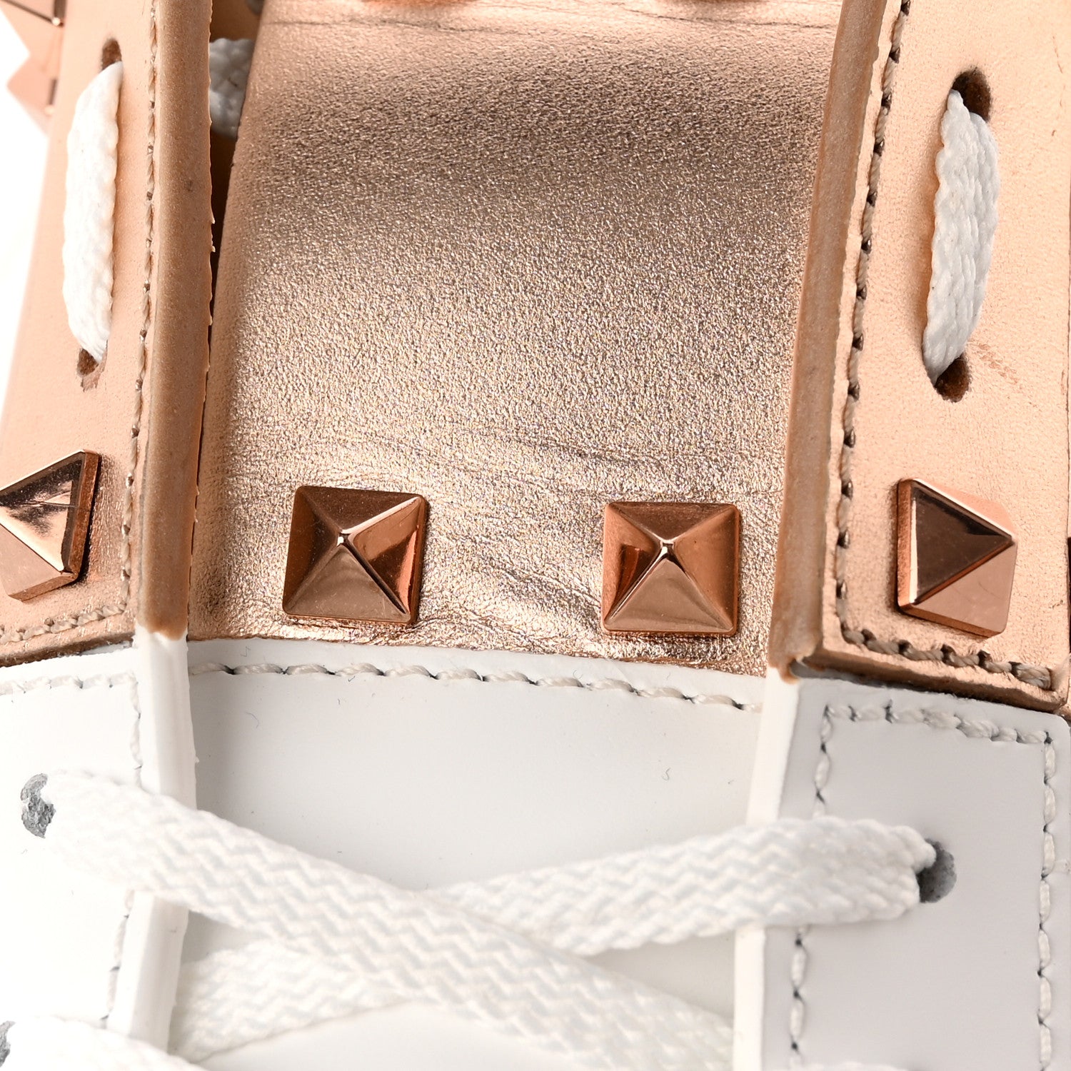 Valentino Garavani Calfskin Rockstud Open Sneakers 39 White Rose Gold 11 of 12