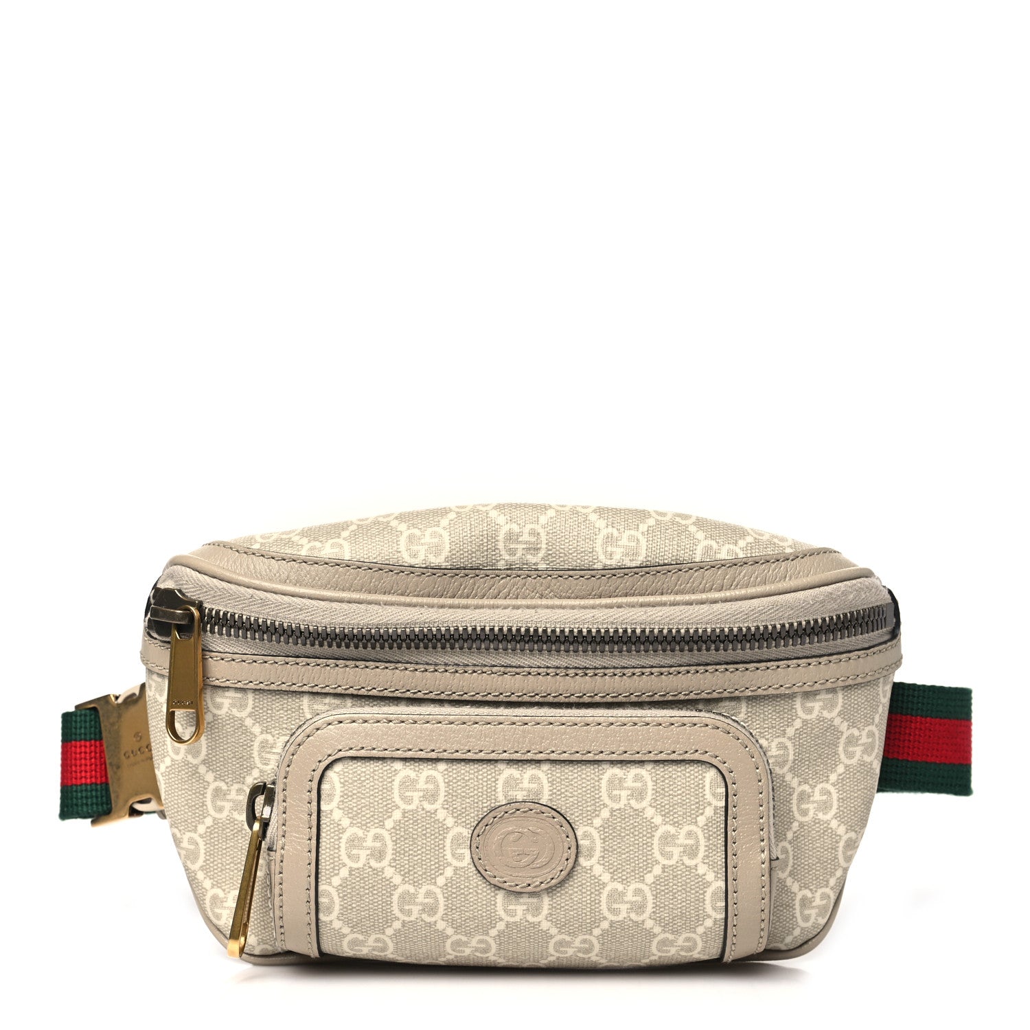 Gucci GG Supreme Monogram Textured Calfskin Web Retro Interlocking G Belt Bag Beige Mystic White Oatmeal 1 of 11