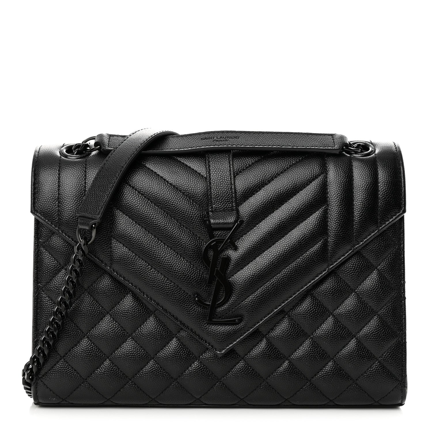 Grain De Poudre Textured Mixed Matelasse Triquilt Medium Monogram Monochrome Satchel Black main image 0