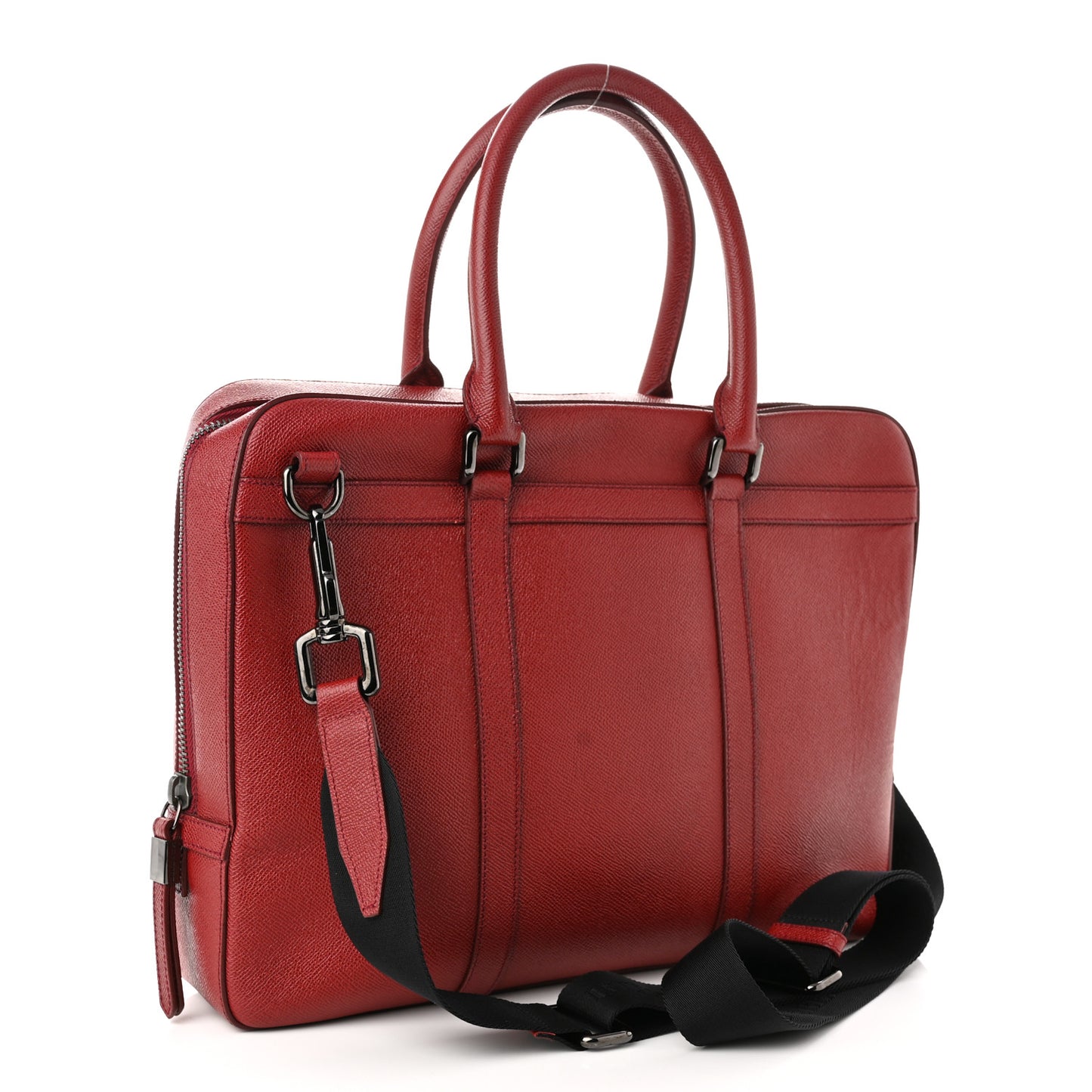 Textured Calfskin Small Newberg Briefcase Red