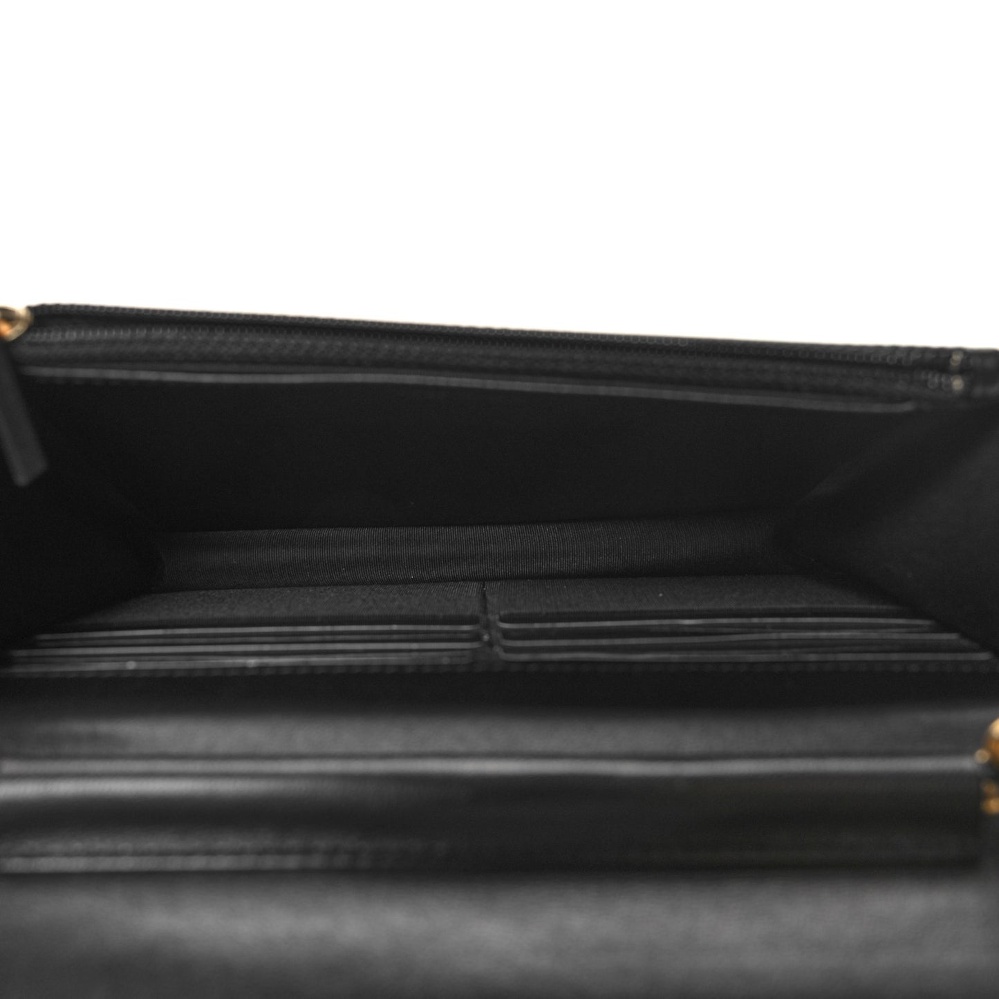 Lambskin Quilted Wallet On Chain WOC Black Beige