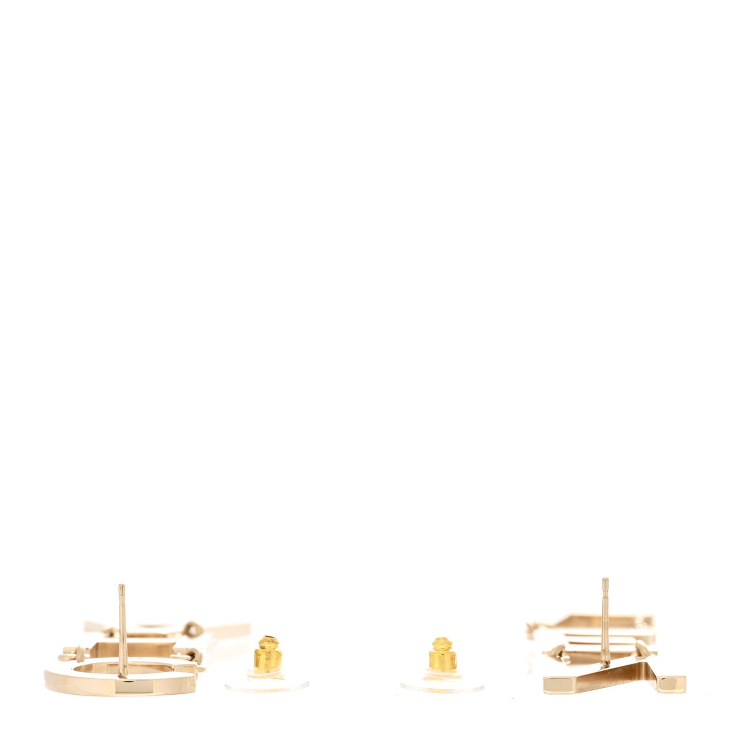 Metal Cha-Nel Logo Drop Earrings Gold