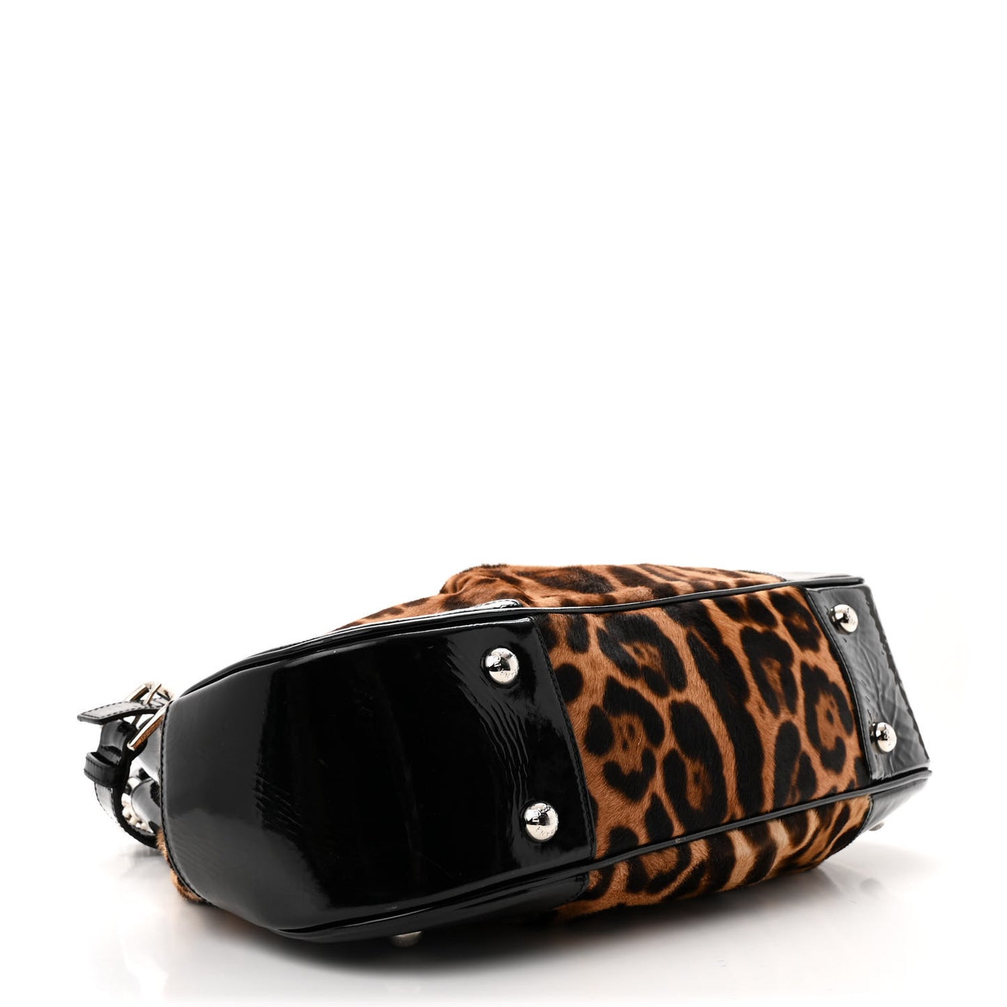 Calf Hair Leopard Print Patent Miss Silky Satchel Naturale