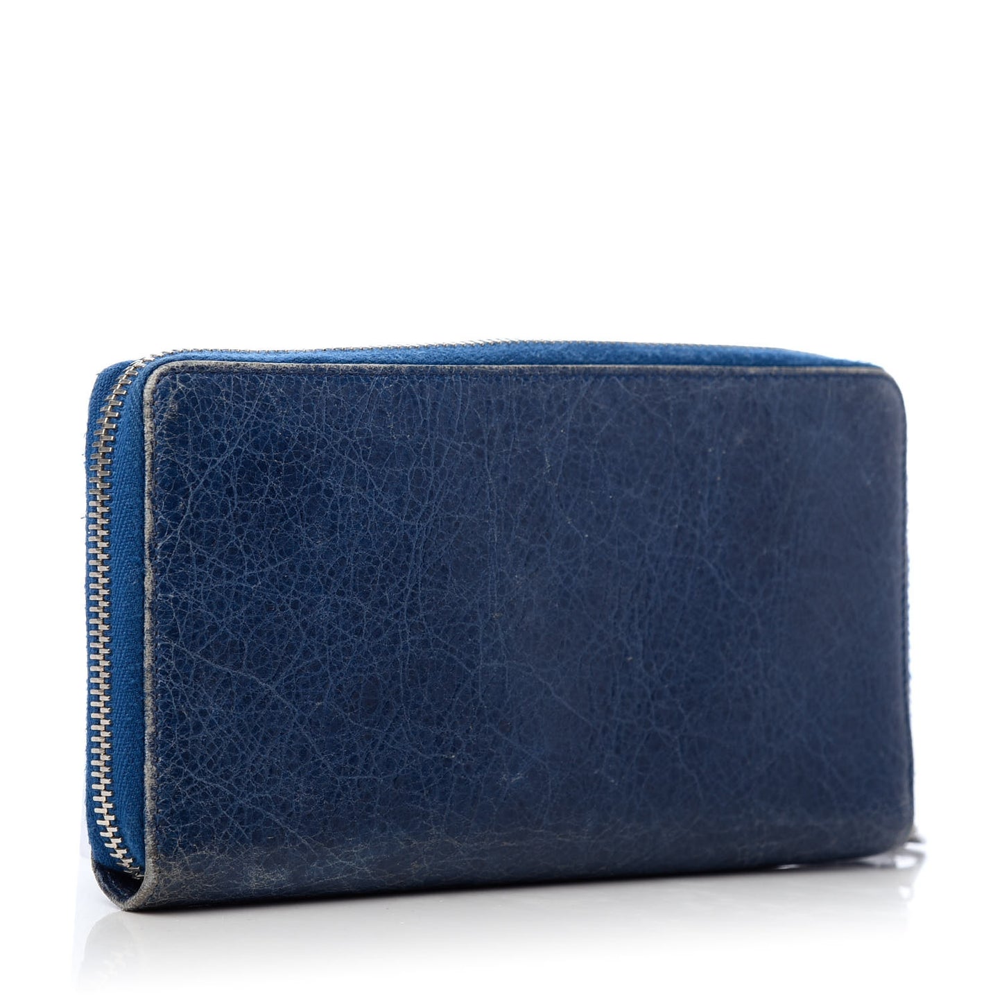 Agneau Giant 12 Silver Hardware Continental Zip Around Wallet Bleu Cobalt