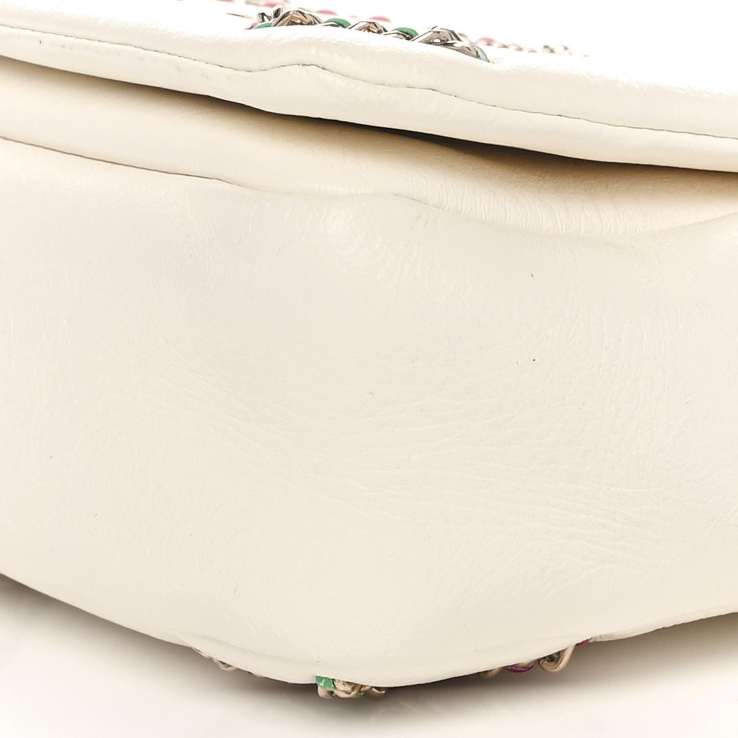 Lambskin Small Entwined Chain Flap White Multicolor