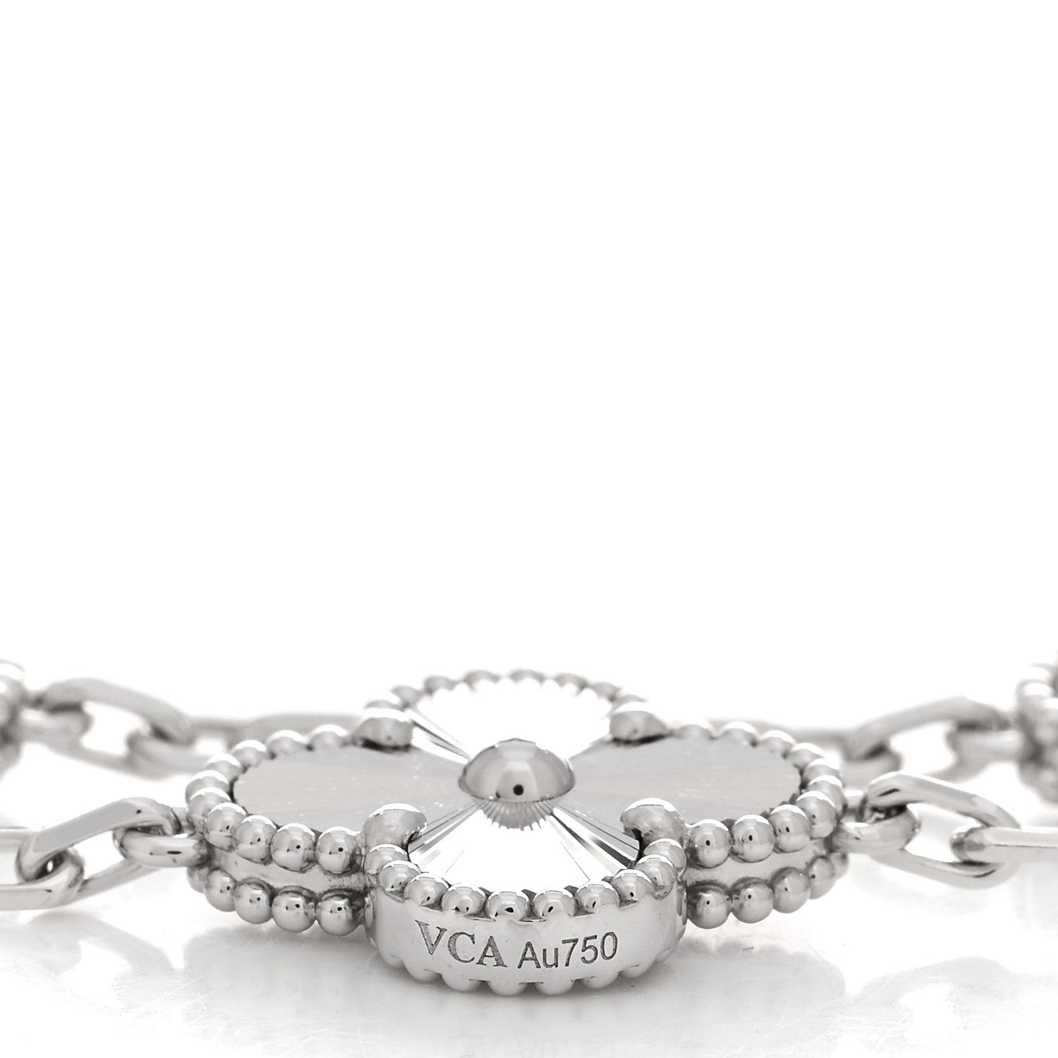 Van Cleef & Arpels 18K White Gold 5 Motifs Guilloche Vintage Alhambra Bracelet 3 of 4