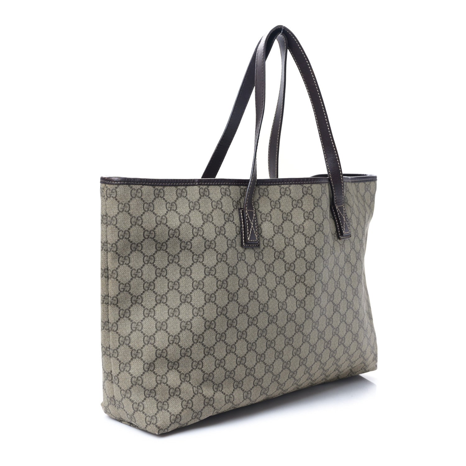 Gucci GG Supreme Monogram Medium Zippered Shopping Tote Dark Brown 3 of 9
