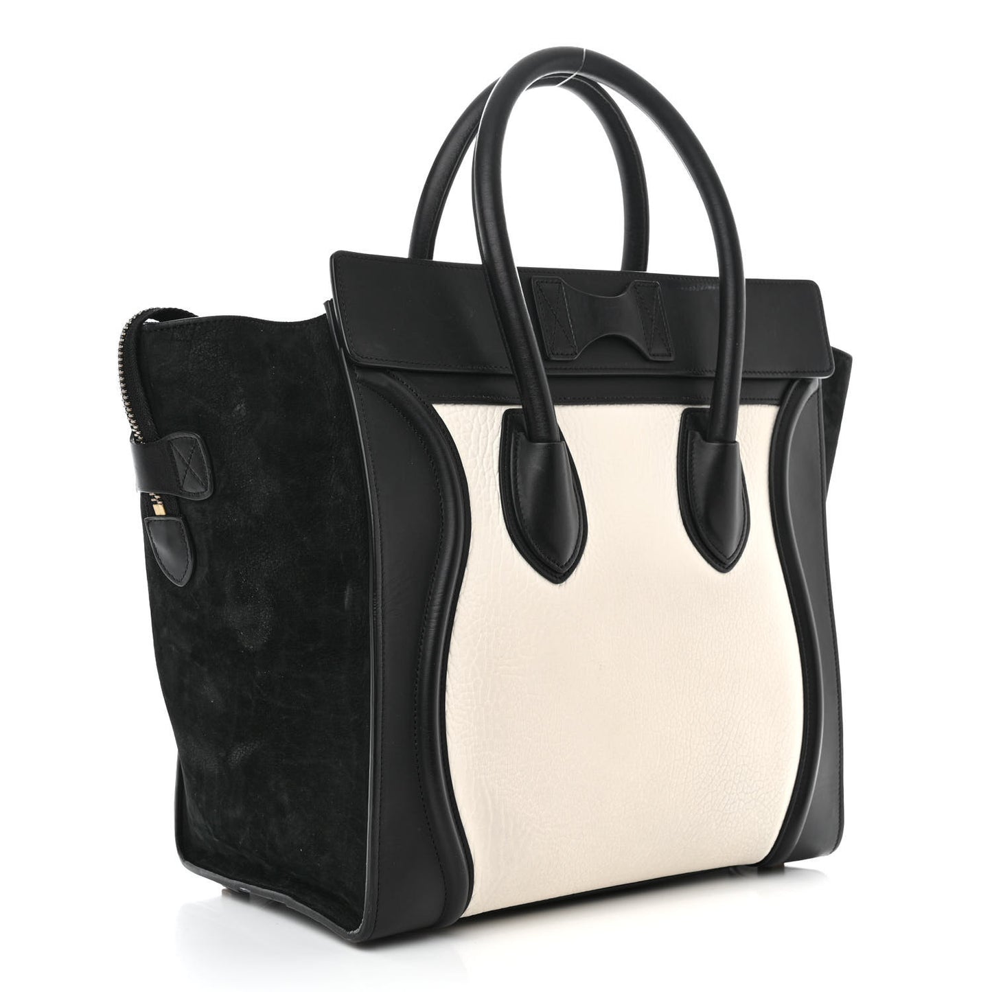 Baby Grained Calfskin Tri-Color Mini Luggage White Liquorice