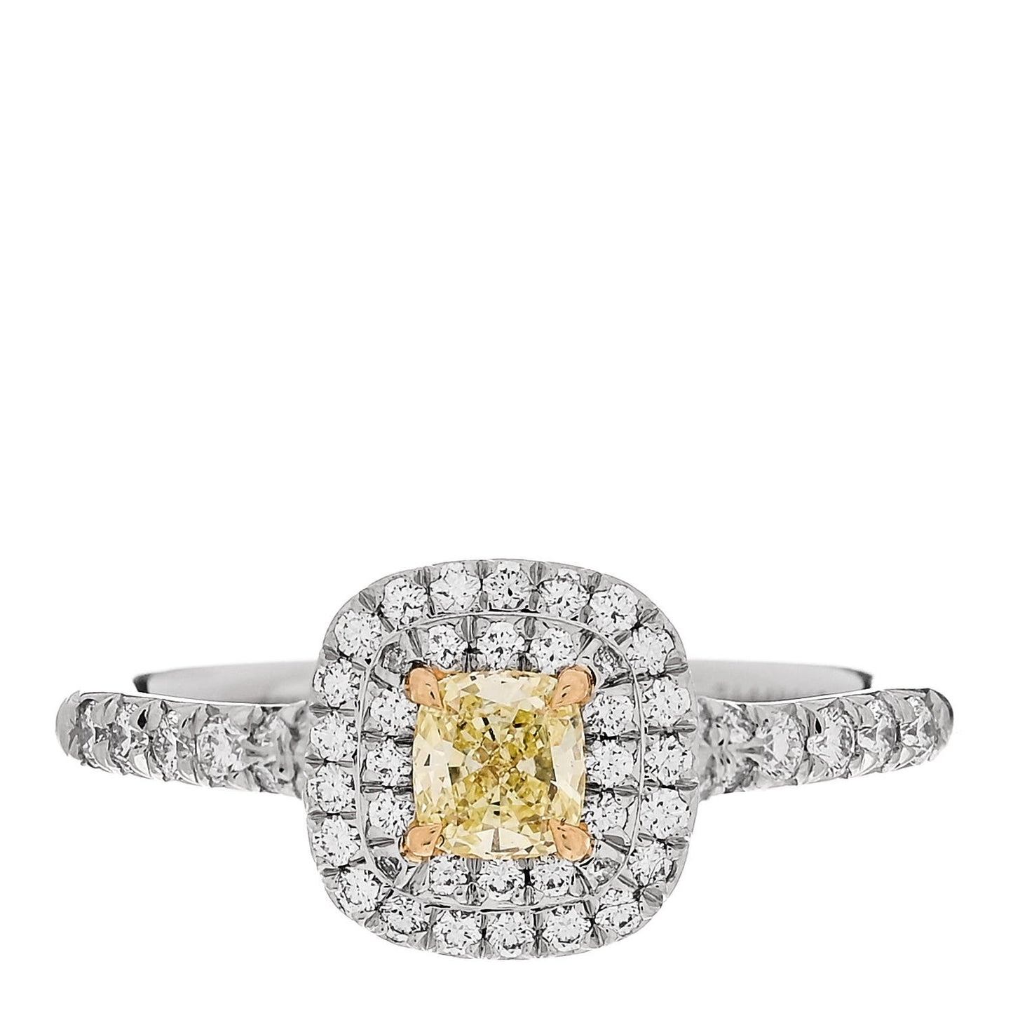 Platinum 18K Yellow Gold Fancy Yellow Diamond .26ct Soleste Engagement Ring 51 5.75