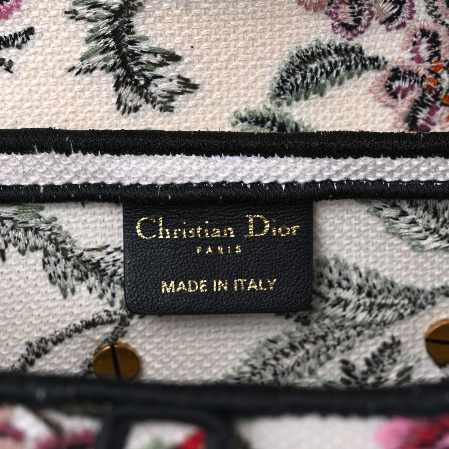 Canvas Embroidered Petites Fleurs Saddle Bag White Multicolor