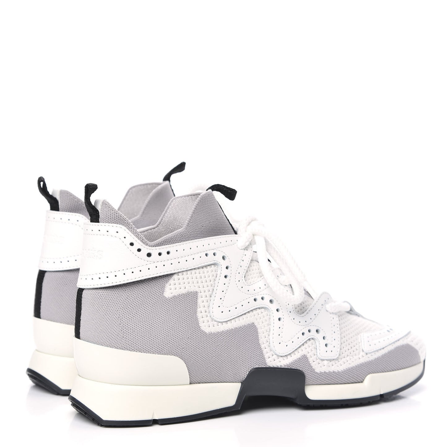 Mesh Calfskin Action Sneakers 38 Gris Clair Multicolor