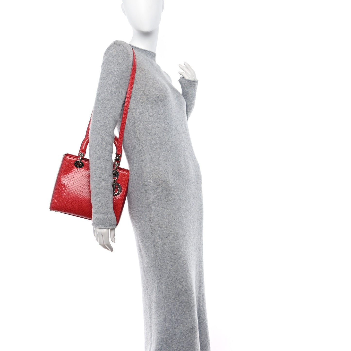 Snakeskin Medium Lady Dior Red